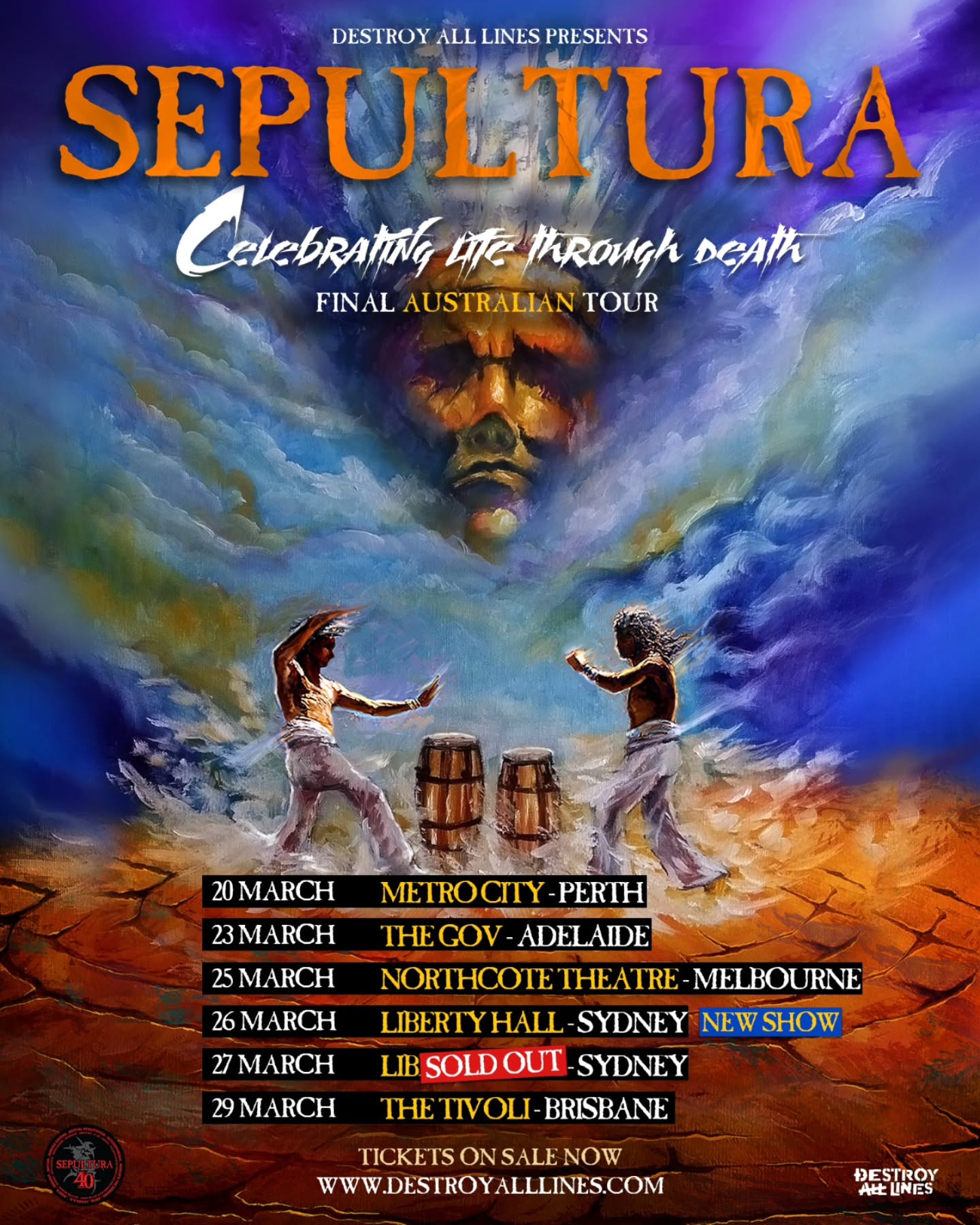 Sepultura Celebrating Life Through Death Tour Poster 2026